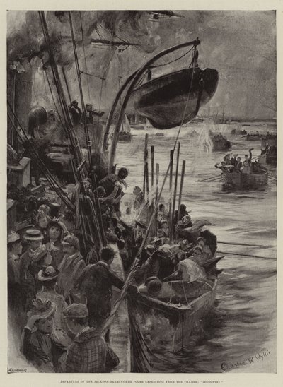 Departure of the Jackson-Harmsworth Polar Expedition from the Thames by Charles William Wyllie